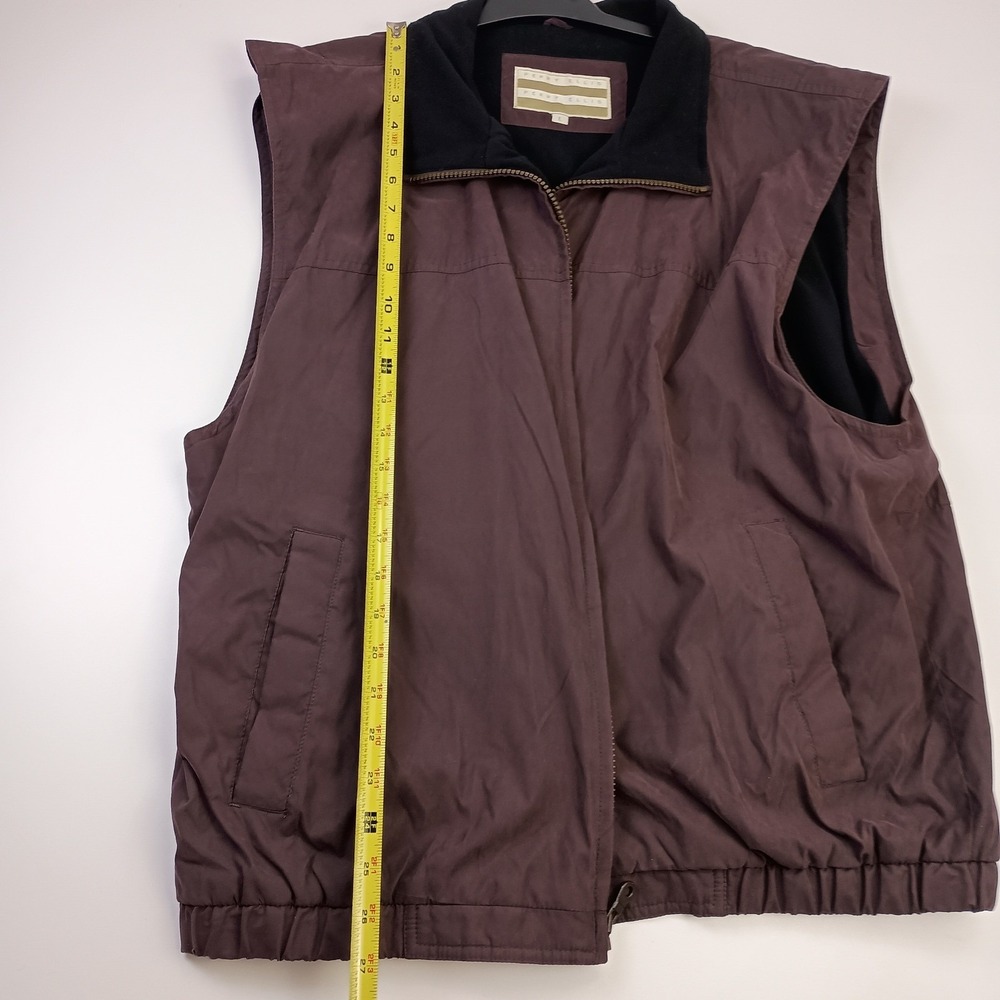 Perry Ellis Mens Large Brown Fleece Lined Full Zip Vest - Picture 3 of 9